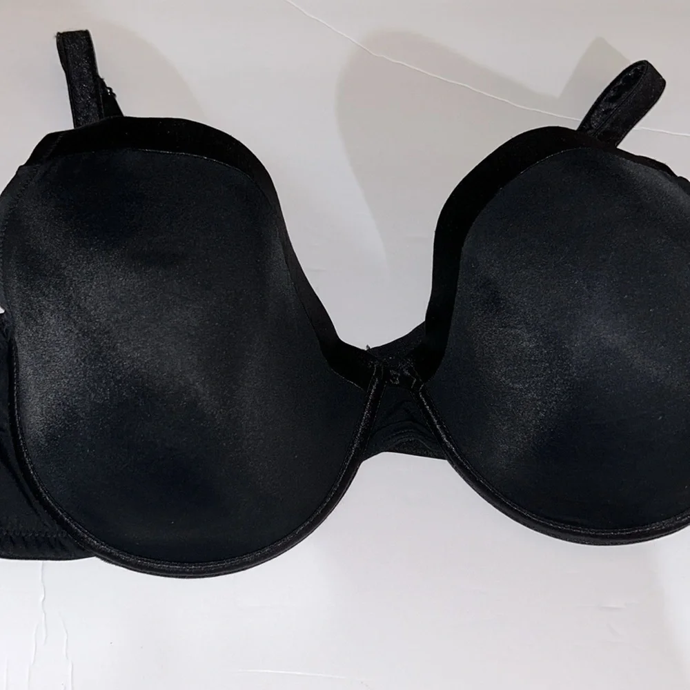 CARNIVAL 512 Black Molded‎ Tuxedo Low Plunge Full Figure Underwire Bra Sz 46DD - Picture 8 of 13
